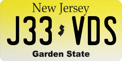 NJ license plate J33VDS