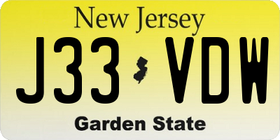 NJ license plate J33VDW