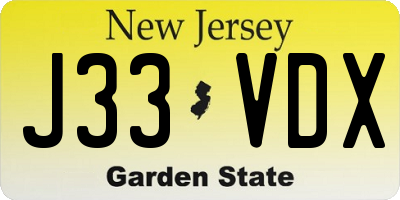 NJ license plate J33VDX