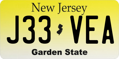 NJ license plate J33VEA