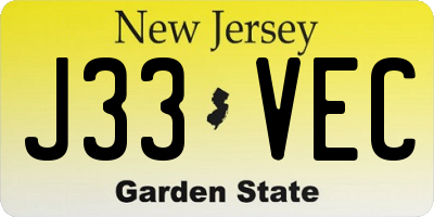 NJ license plate J33VEC