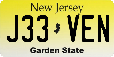 NJ license plate J33VEN