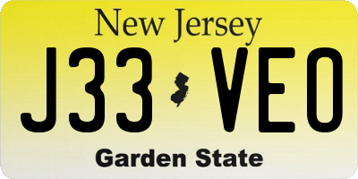 NJ license plate J33VEO