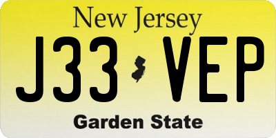 NJ license plate J33VEP