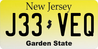 NJ license plate J33VEQ