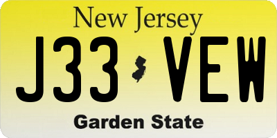 NJ license plate J33VEW