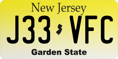 NJ license plate J33VFC