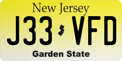 NJ license plate J33VFD