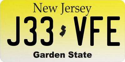 NJ license plate J33VFE