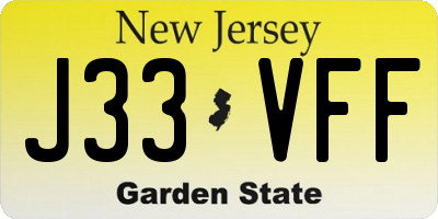 NJ license plate J33VFF