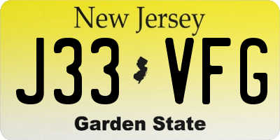 NJ license plate J33VFG