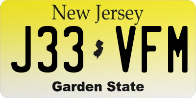 NJ license plate J33VFM