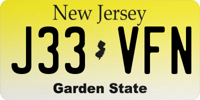 NJ license plate J33VFN