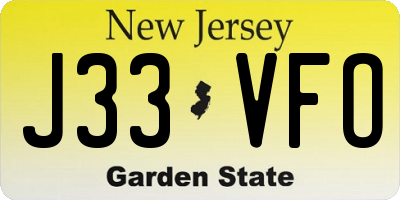NJ license plate J33VFO
