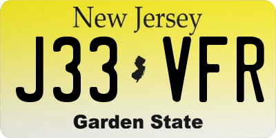 NJ license plate J33VFR