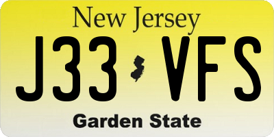 NJ license plate J33VFS