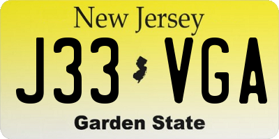 NJ license plate J33VGA