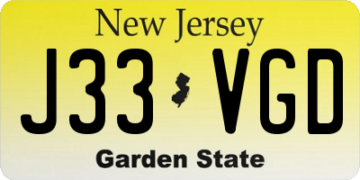 NJ license plate J33VGD