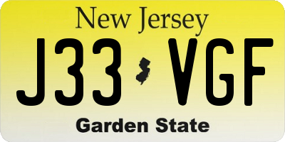 NJ license plate J33VGF