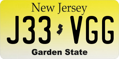 NJ license plate J33VGG