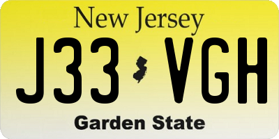 NJ license plate J33VGH