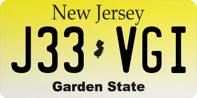 NJ license plate J33VGI