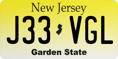 NJ license plate J33VGL