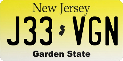 NJ license plate J33VGN