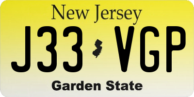 NJ license plate J33VGP