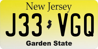 NJ license plate J33VGQ
