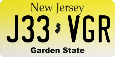 NJ license plate J33VGR