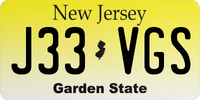 NJ license plate J33VGS