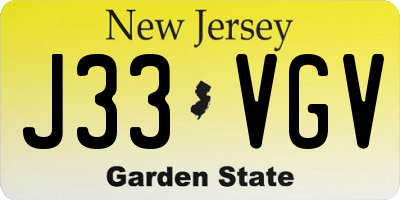 NJ license plate J33VGV
