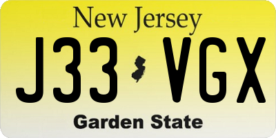 NJ license plate J33VGX