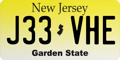 NJ license plate J33VHE