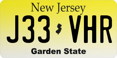NJ license plate J33VHR