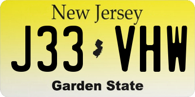 NJ license plate J33VHW