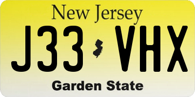 NJ license plate J33VHX