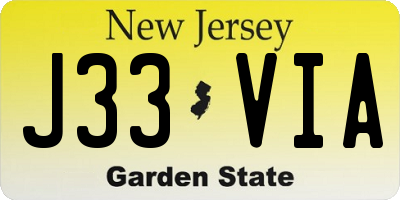 NJ license plate J33VIA