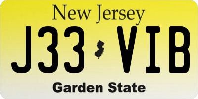 NJ license plate J33VIB