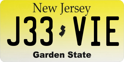NJ license plate J33VIE