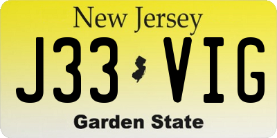 NJ license plate J33VIG
