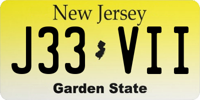 NJ license plate J33VII