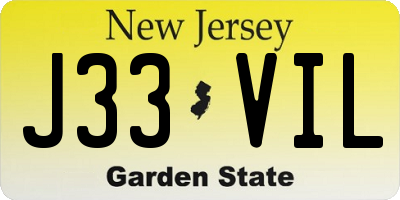 NJ license plate J33VIL