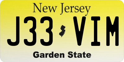 NJ license plate J33VIM
