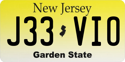 NJ license plate J33VIO