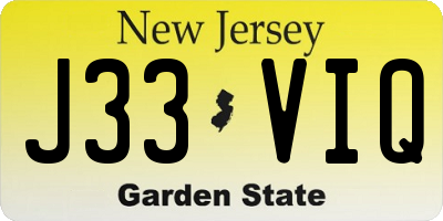 NJ license plate J33VIQ