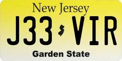 NJ license plate J33VIR