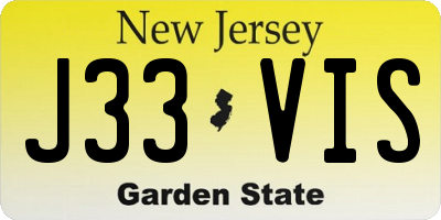 NJ license plate J33VIS