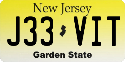 NJ license plate J33VIT